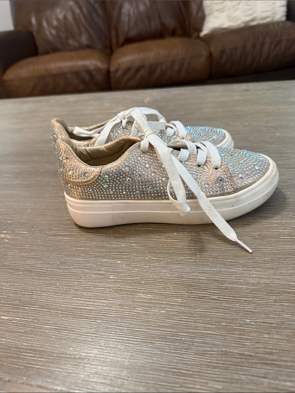 Sparkle Rhinestone Kids Sneakers in Silver - Picture 3 of 4